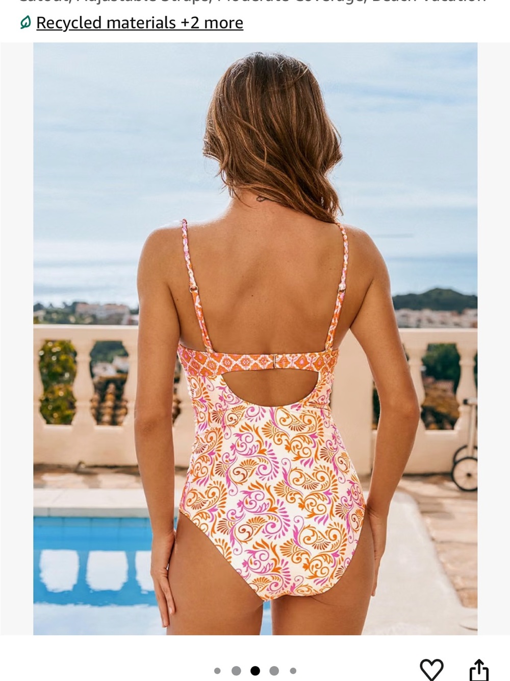 Cupshe Pink & Orange Paisley Ruched One-Piece Swimsuit - Picture 2 of 2